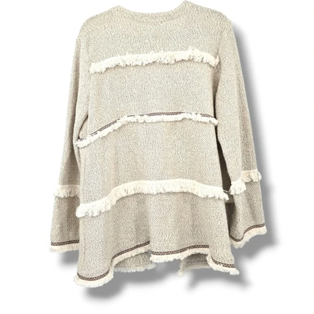 JACK by BB Dakota Cream Fringe Open Front‎ Cardigan Sweater Jacket M